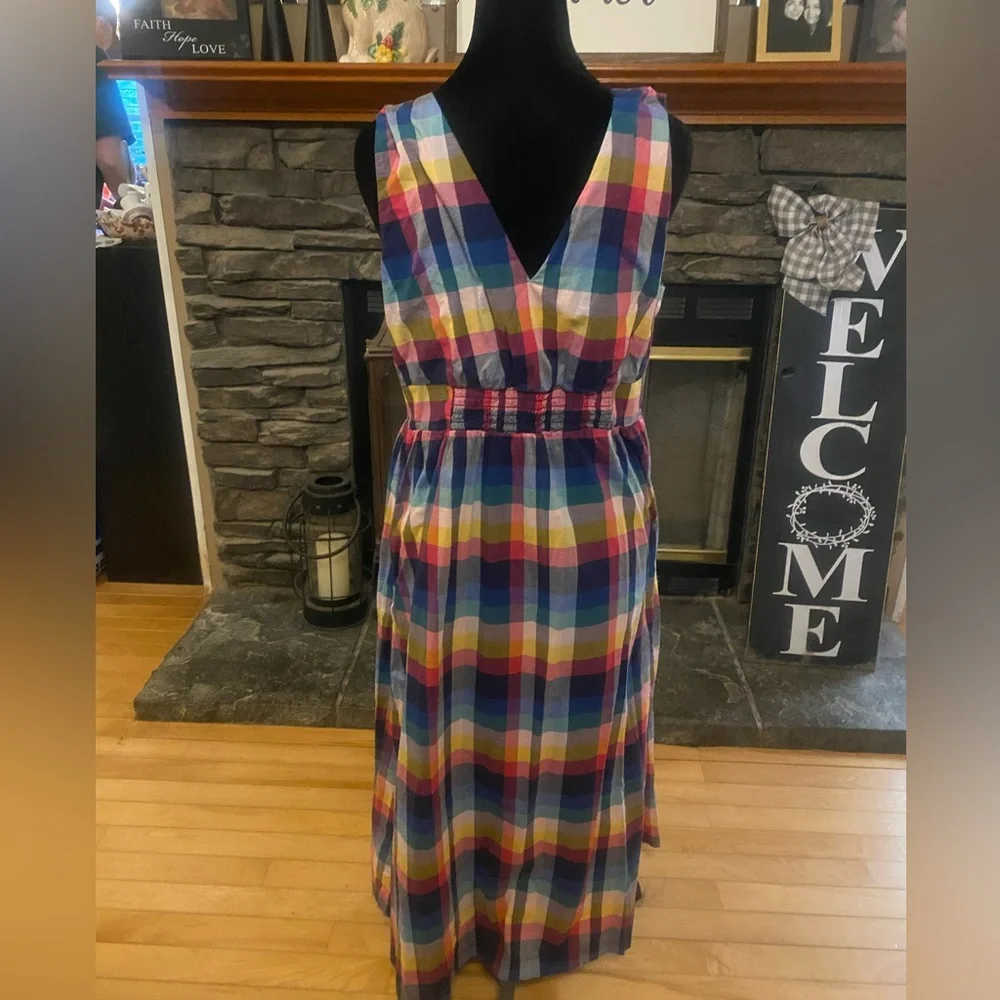 J. Crew Plaid Midi Button Dress